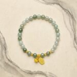 Natural Light Green Jade & Gold Blessing Charm Bracelet