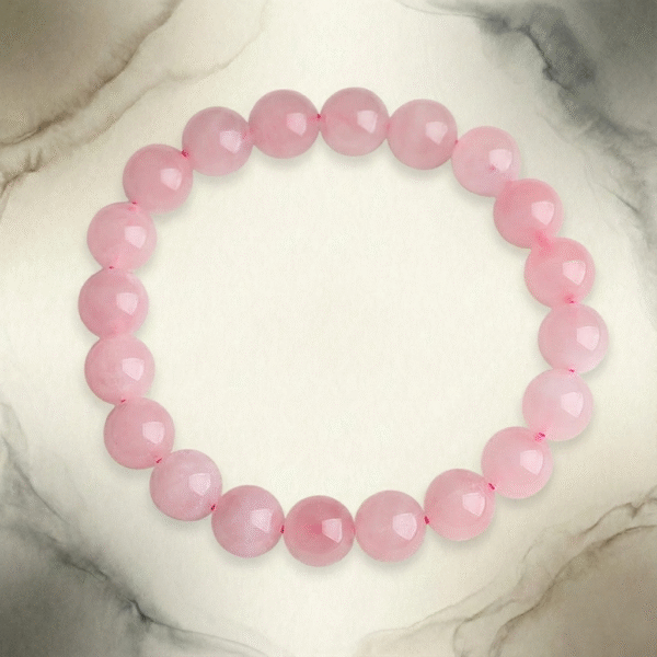 High-Grade Natural Rose Quartz Crystal Bracelet